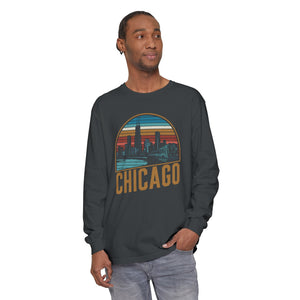 Chicago Skyline Illinois Comfort Colors Unisex Long Sleeve T-Shirt