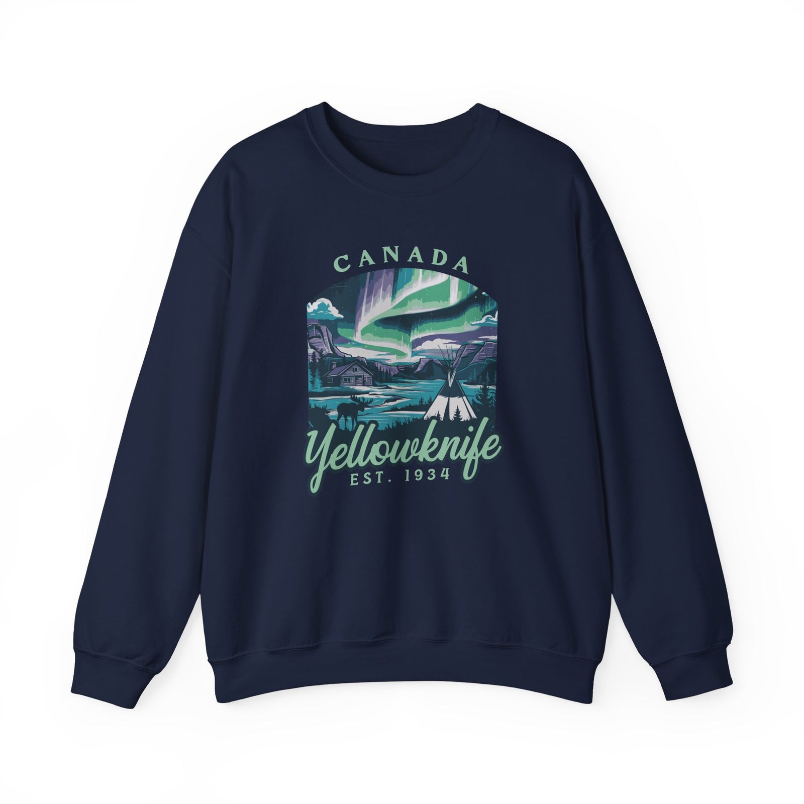 Yellowknife Northern Lights Canada  Gildan Unisex Crewneck Sweatshirt