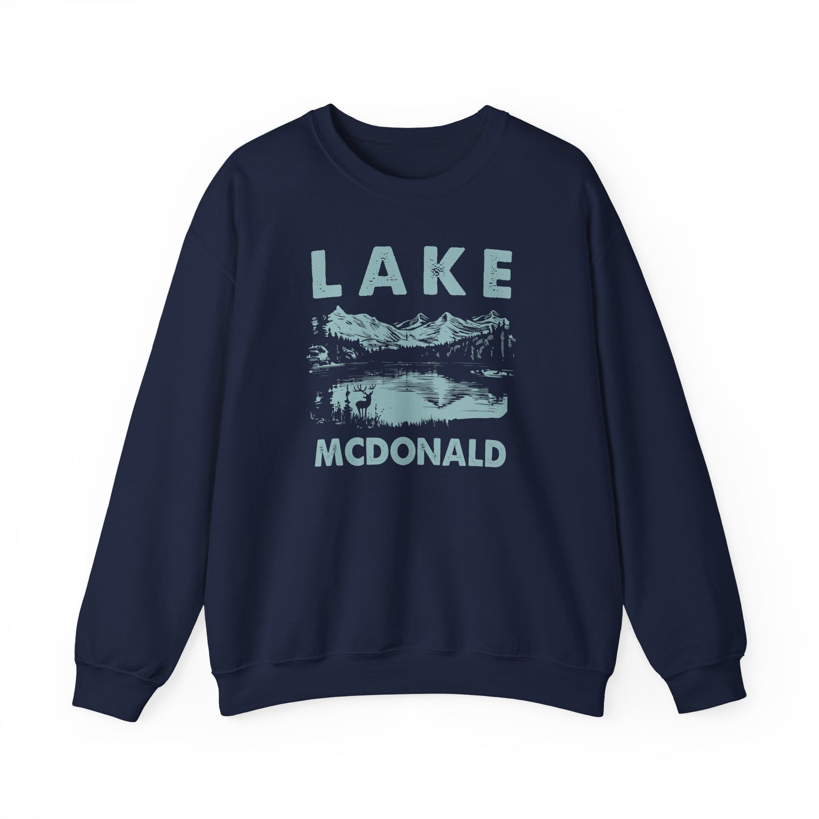 Lake McDonald Glacier National Park Montana Gildan Unisex Crewneck Sweatshirt
