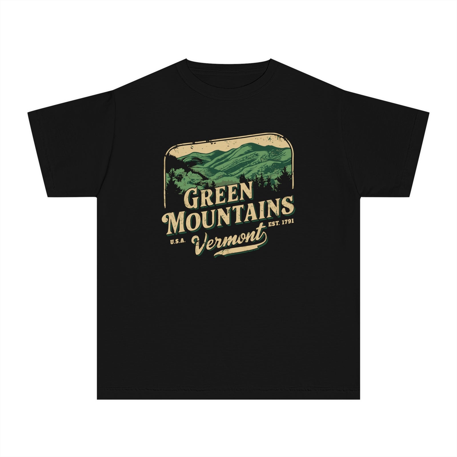 Green Mountains Vermont Comfort Colors Youth Kids T-Shirt