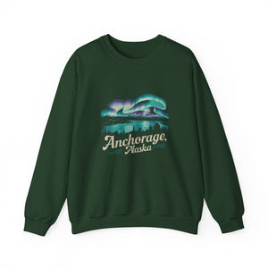 Anchorage Northern Lights Alaska Gildan Unisex Crewneck Sweatshirt