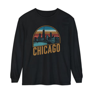Chicago Skyline Illinois Comfort Colors Unisex Long Sleeve T-Shirt