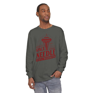 Space Needle Seattle Washington Comfort Colors Unisex Long Sleeve T-Shirt