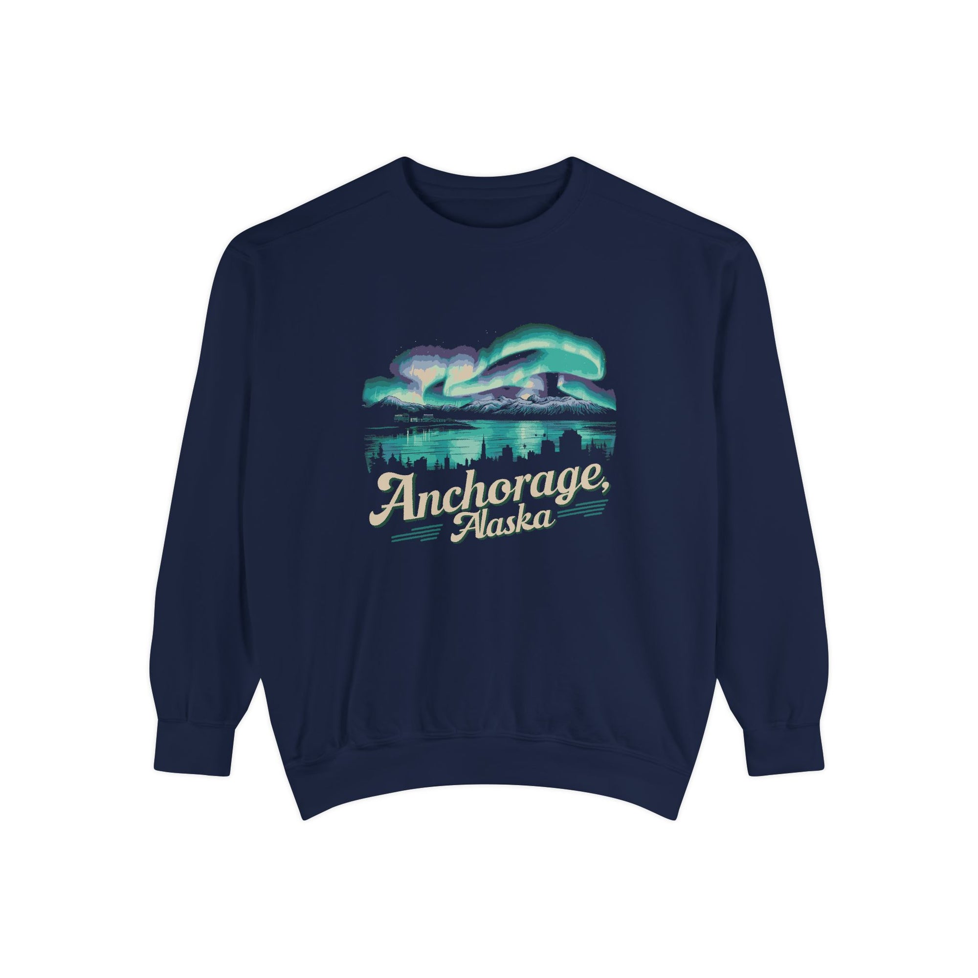 Anchorage Northern Lights Alaska Comfort Colors Unisex Sweatshirt