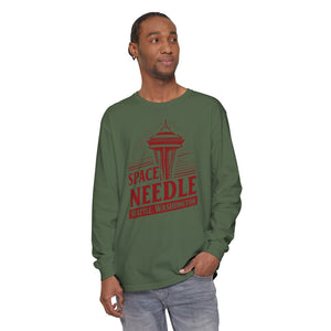 Space Needle Seattle Washington Comfort Colors Unisex Long Sleeve T-Shirt