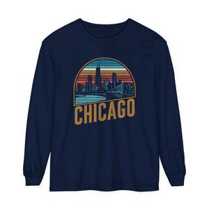 Chicago Skyline Illinois Comfort Colors Unisex Long Sleeve T-Shirt
