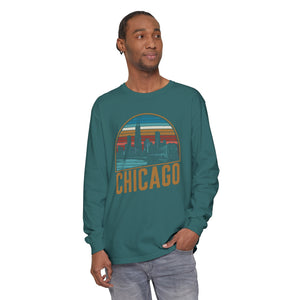 Chicago Skyline Illinois Comfort Colors Unisex Long Sleeve T-Shirt
