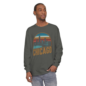 Chicago Skyline Illinois Comfort Colors Unisex Long Sleeve T-Shirt