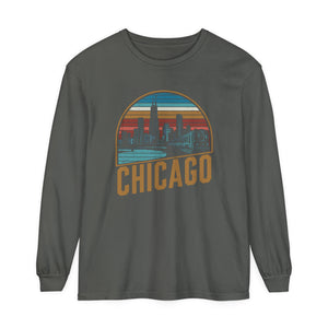 Chicago Skyline Illinois Comfort Colors Unisex Long Sleeve T-Shirt