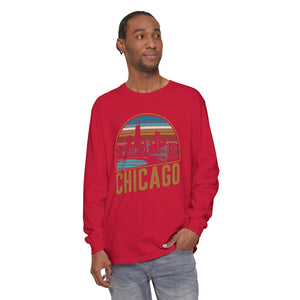 Chicago Skyline Illinois Comfort Colors Unisex Long Sleeve T-Shirt