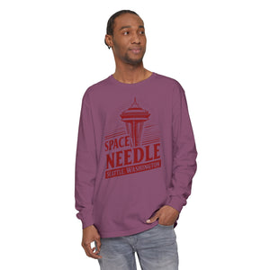 Space Needle Seattle Washington Comfort Colors Unisex Long Sleeve T-Shirt