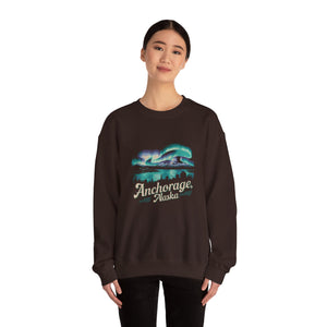 Anchorage Northern Lights Alaska Gildan Unisex Crewneck Sweatshirt