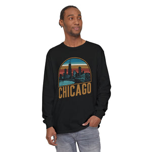 Chicago Skyline Illinois Comfort Colors Unisex Long Sleeve T-Shirt