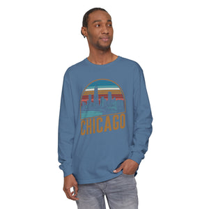 Chicago Skyline Illinois Comfort Colors Unisex Long Sleeve T-Shirt