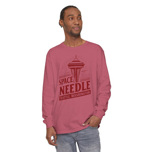 Space Needle Seattle Washington Comfort Colors Unisex Long Sleeve T-Shirt