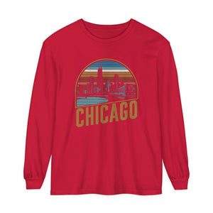 Chicago Skyline Illinois Comfort Colors Unisex Long Sleeve T-Shirt