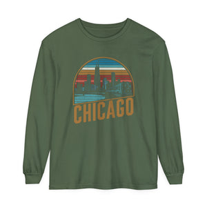 Chicago Skyline Illinois Comfort Colors Unisex Long Sleeve T-Shirt