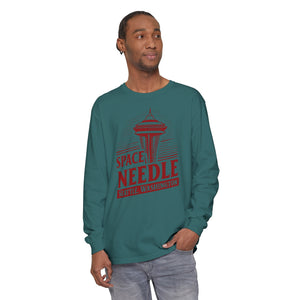 Space Needle Seattle Washington Comfort Colors Unisex Long Sleeve T-Shirt