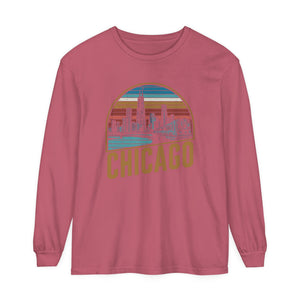 Chicago Skyline Illinois Comfort Colors Unisex Long Sleeve T-Shirt