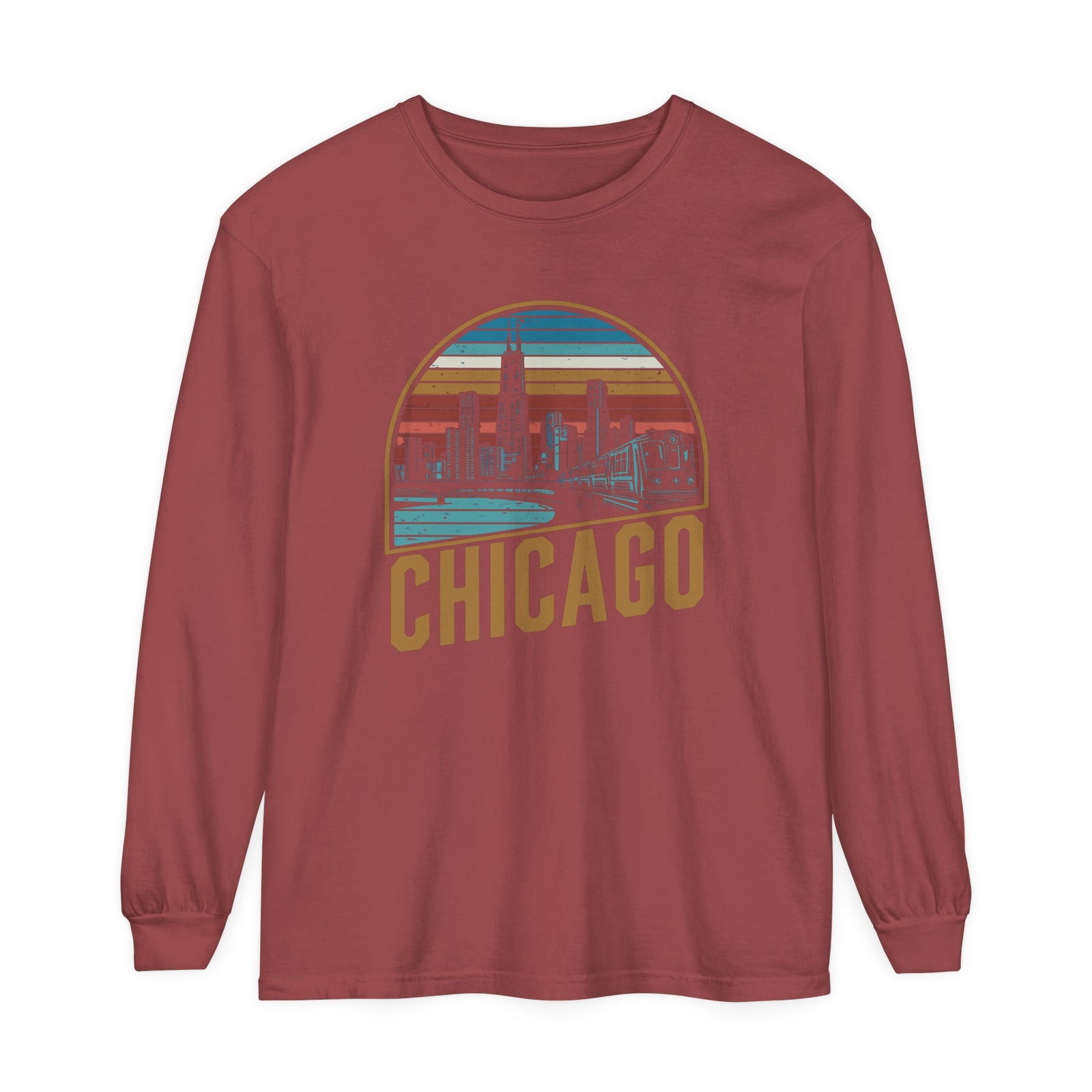 Chicago Skyline Illinois Comfort Colors Unisex Long Sleeve T-Shirt
