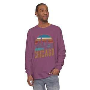 Chicago Skyline Illinois Comfort Colors Unisex Long Sleeve T-Shirt