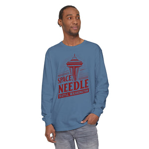 Space Needle Seattle Washington Comfort Colors Unisex Long Sleeve T-Shirt