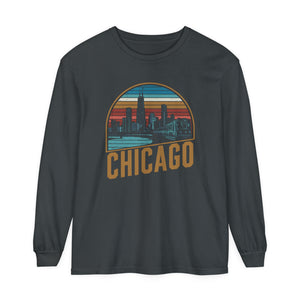 Chicago Skyline Illinois Comfort Colors Unisex Long Sleeve T-Shirt