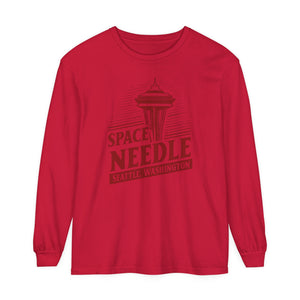 Space Needle Seattle Washington Comfort Colors Unisex Long Sleeve T-Shirt
