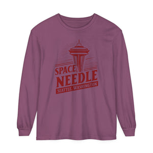 Space Needle Seattle Washington Comfort Colors Unisex Long Sleeve T-Shirt