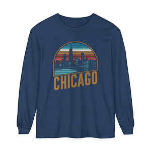 Chicago Skyline Illinois Comfort Colors Unisex Long Sleeve T-Shirt