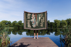 Grand Teton National Park Woven Blanket - Fringe Blanket