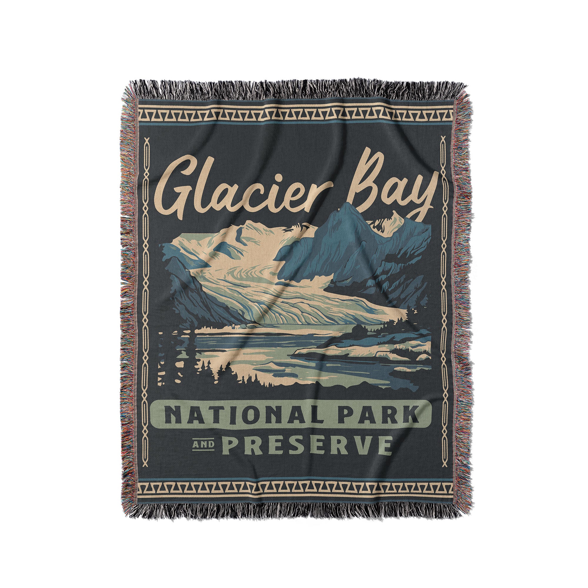 Glacier Bay National Park Woven Blanket - Fringe Blanket Alaska