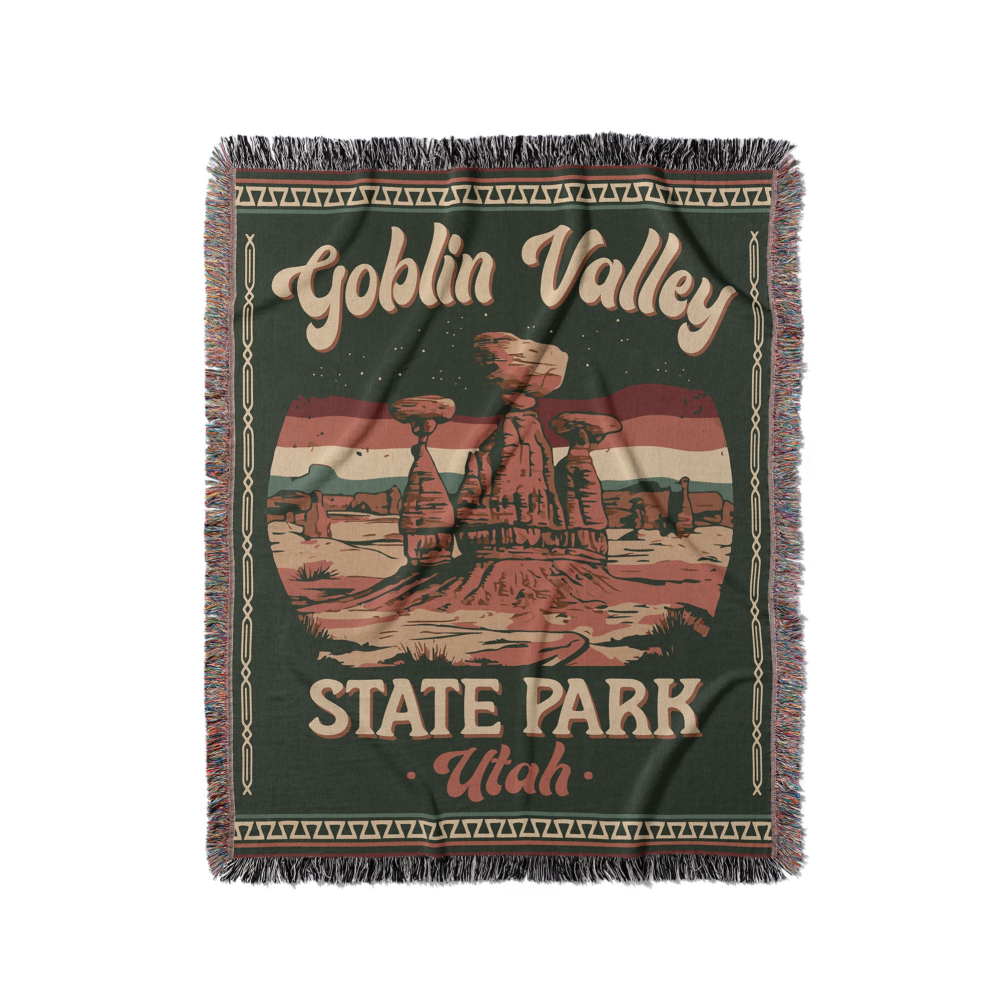 Goblin Valley State Park Woven Blanket - Fringe Blanket