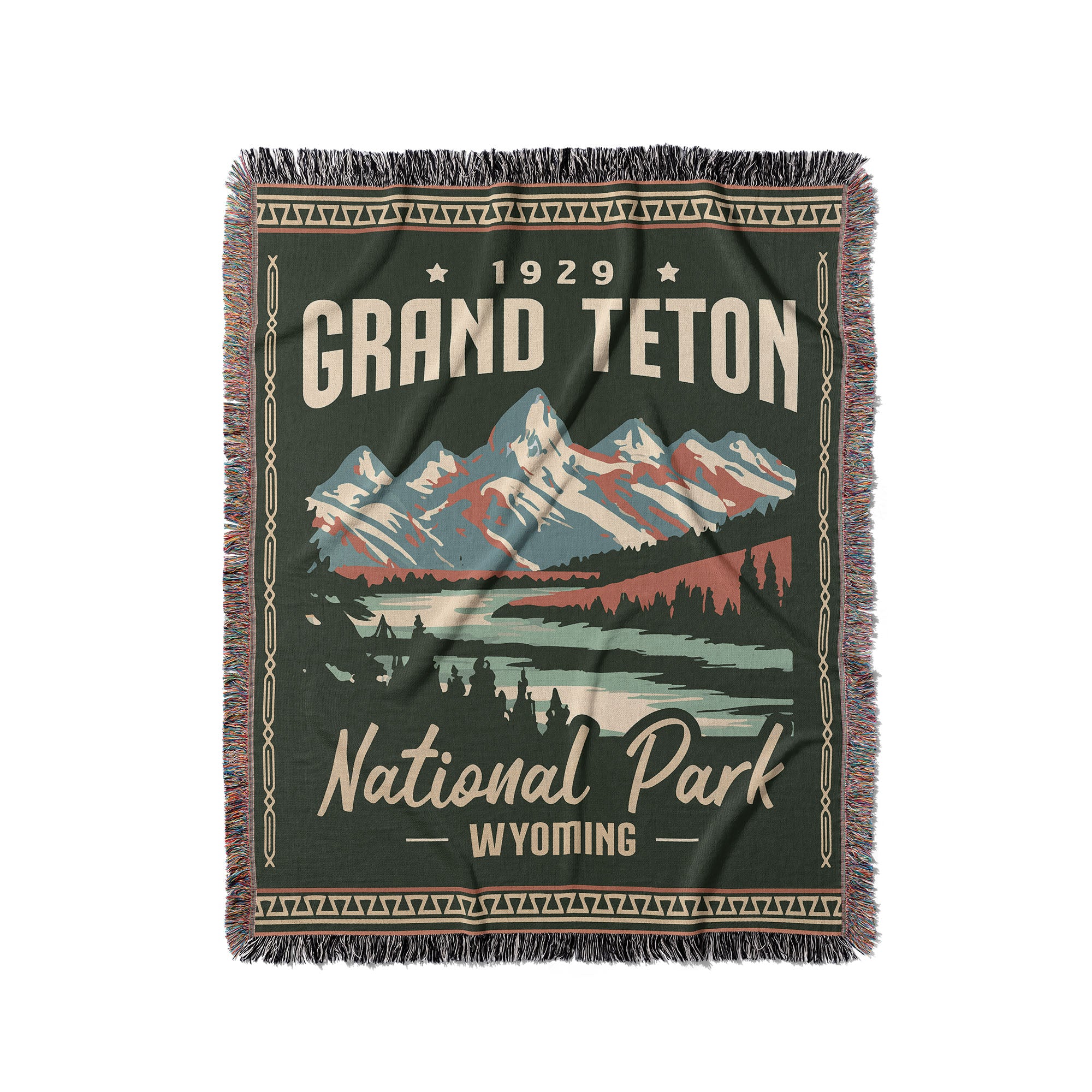 Grand Teton National Park Woven Blanket - Fringe Blanket