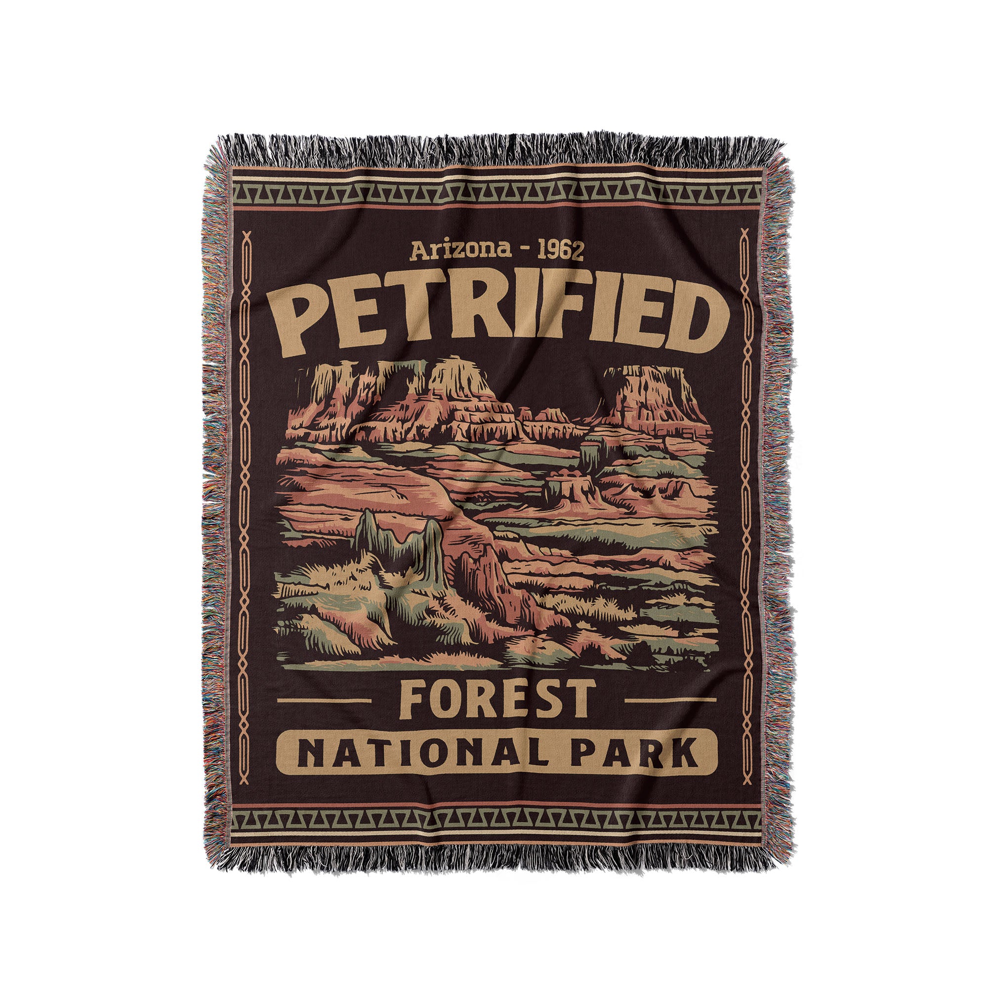 Petrified Forest Woven Blanket - Fringe Blanket