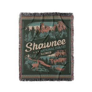 Shawnee National Forest Woven Blanket - Fringe Blanket Illinois